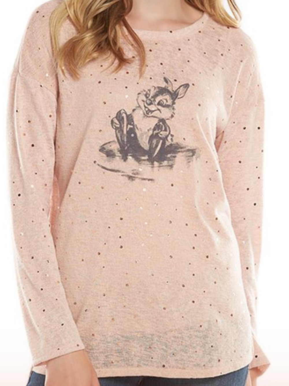 Lauren Conrad Disney Collection Bambi Peach long sleeve knit Top
